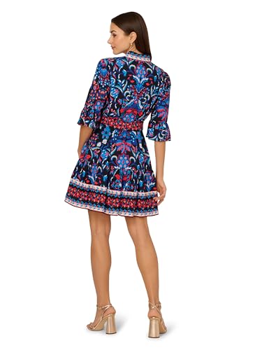 Image of Adrianna Papell Printed Short Flounce Dress