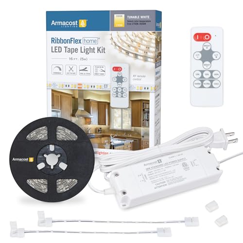 Armacost Lighting 421501 Ribbon Flex Home Tunable White LED Tape Light Kit with Remote, 16 ft