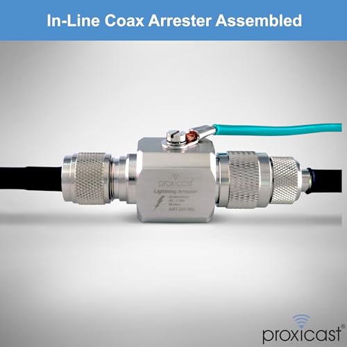 Image of Proxicast Coaxial Lightning Arrester /Suppressor with PL-259 & SO-239 (M /F) Connectors - Pro-Grade Coax Cable Surge Protector for HF, VHF, UHF, CB, Ham, Two-Way Radio and Other Antennas (ANT-234-002)