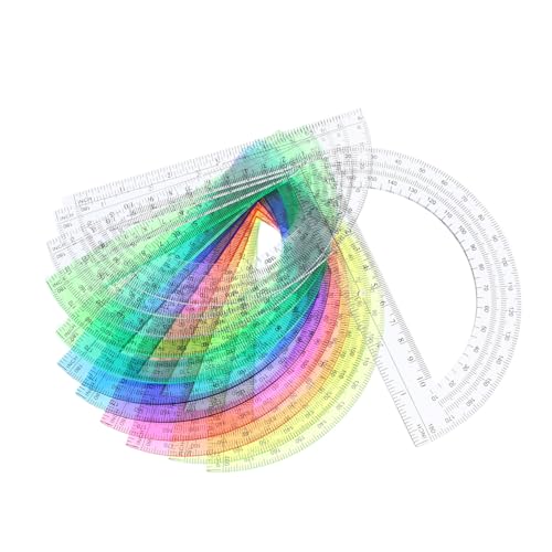 BESPORTBLE 12 Piezas transportador soporte triangular cierre soporte de doble ángulo sujetar enlace Protractor transparente Protractor plástico regla de ángulo creador de círculos el plastico