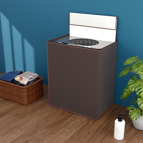 Image of Kuber Industries PVC Fully Automatic Top Load Washing Machine Cover (7 kg, 7.5 kg, 8 kg & 8.5 Kg) Waterproof and Dustproof Washing Machine Top Cover | Plain - Brown