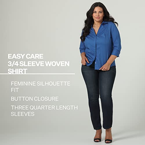 Riders By Lee Indigo Women's Plus-Size Bella Easy Care 3/4 Sleeve Woven Shirt, Arctic White, 3X #TOP2