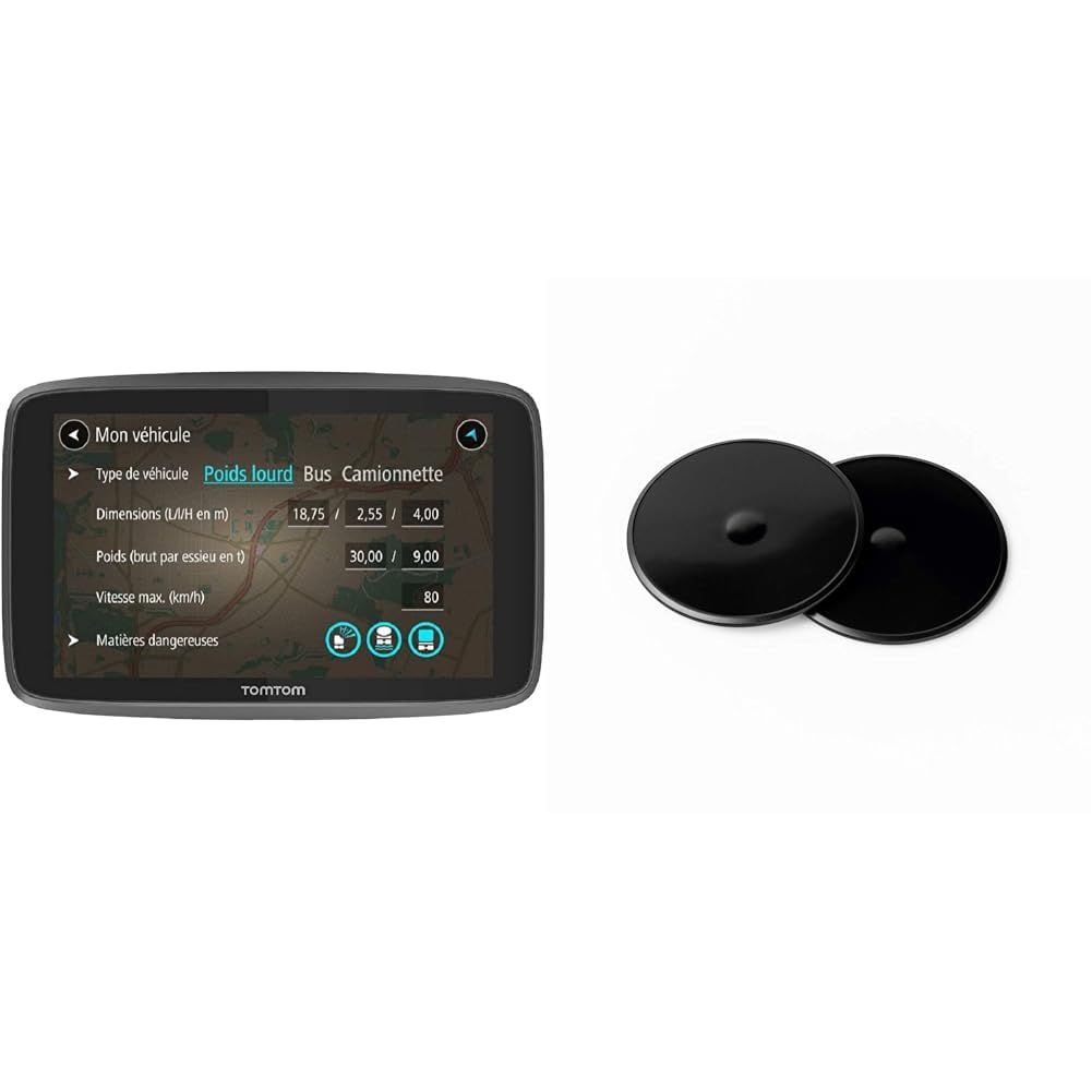 TomTom Navigatore per Camion, Autobus, Furgone GO Professional 520 & 9A00.202 Gen. Adhesive Disks for Mount, Nero
