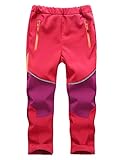 Echinodon Kinder Softshellhose Gefüttert Hose Wasserabweisend Winddicht Atmungsaktiv Jungen Mädchen Outdoor Wandern Freizeit Hose Herbst Winter Rot/Violett L