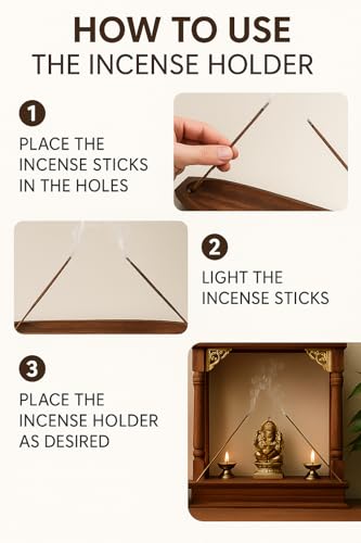 Image of Pure Source India Wooden Incense Holder & Ash Catcher - Handmade Natural Wood Bote Shape Stick Burner with 2 Slots (11 x 3 Inch - 1 Piece) for Home Temple & Meditation