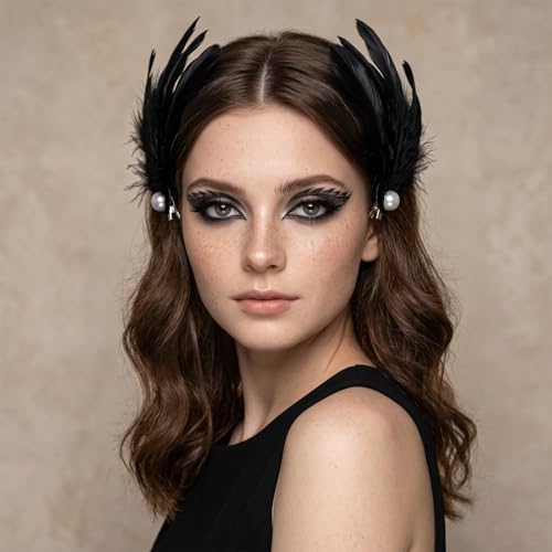 2 Pinzas para Cabello con Plumas Negras miniatura 6