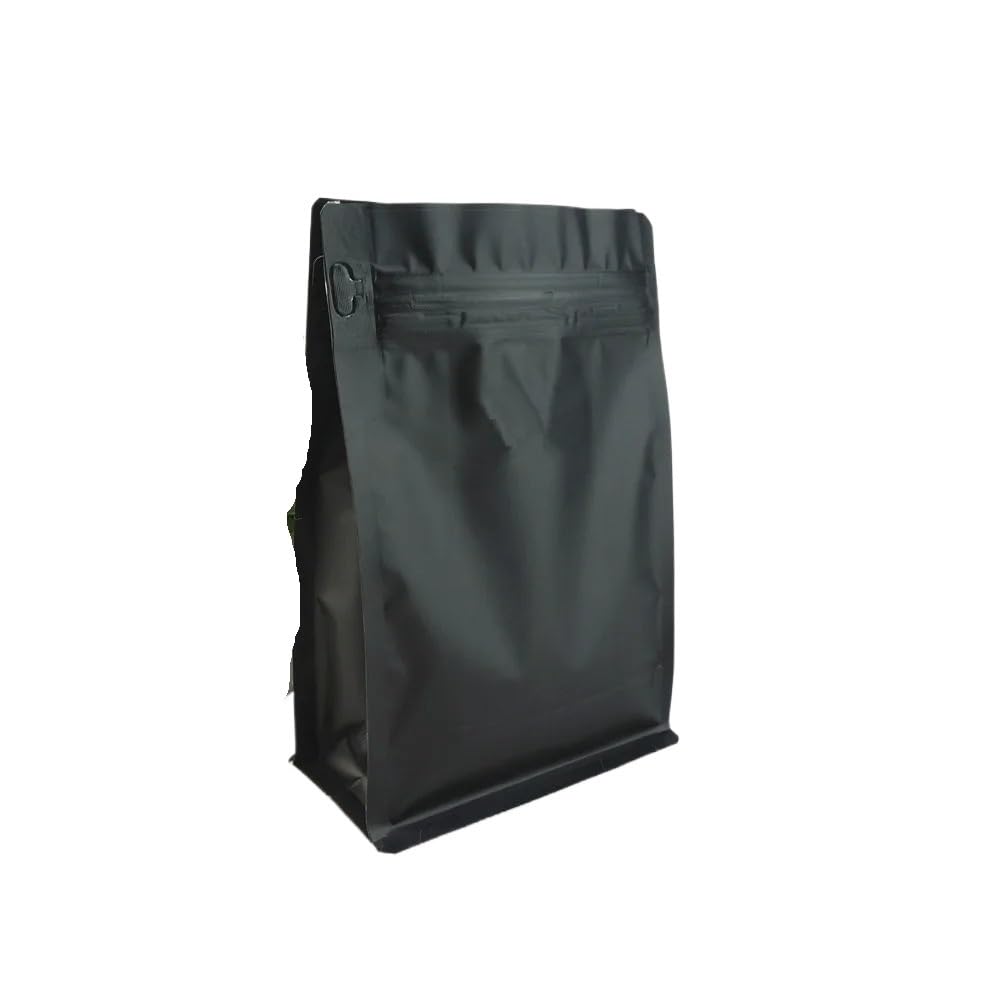 Bolsas de café con válvula cremallera de papel aluminio negro de 13x20cm