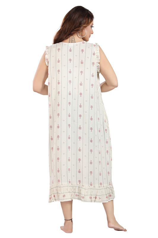 Image of Women's Viscose Blend Comfort Short Nighty with Side Pockets | Soft Printed Short Night Dress for Everyday Wear | Easy to Wear (CS5001)