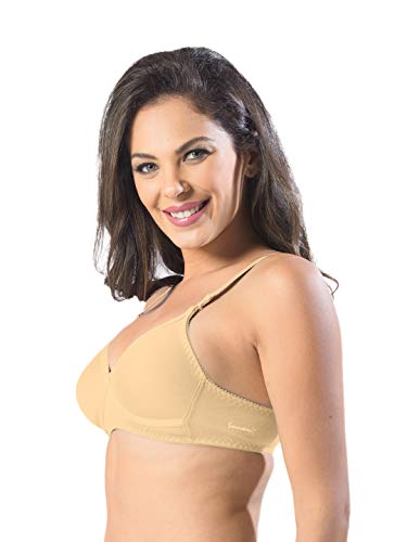 Image of SONARI Womens Non Padded Regular Cotton Bra | Wire-Free, Medium Coverage, Sewn-in Bump for Natural Lift, Polycotton Blend Fabric, Hook & Eye Closure, Adjustable Straps - Violet