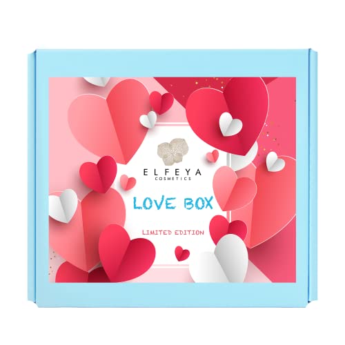 LOVE BOX Geschenkset mit 4 luxuriösen Naturprodukten - Rosenöl-Serum 30 ml, Rosenwasserkonzentrat 75 ml, feuchtigkeitsspendende Rose Body Lotion 200 ml, feuchtigkeitsspendendes Duschgel, 200 ml Cover