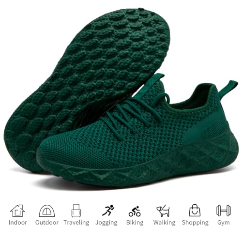 MGBDSZ Womens Walking Tennis Shoes Slip On Running Casual Athletic Workout Gym Non Slip Sneakers Comfortable Fashion Shoes for Women Dark Green Size 8.5