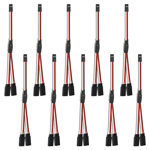10-Pack 150mm Servo Extension Cable Y Connector 3 Pin Plug Splitters Rc Connector for Jr Futaba Jst Rc Car Quadcopter Airplane (Male to 2 Female Y Harness)