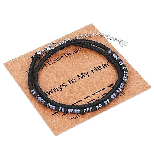 Btysun Inspirational Morse Code Bracelets for Women Men Teen Girl Gifts Best Friend Birthday Gifts for Him Her Adjustable Layered Secret Message Sister Bff Girfriend Sister Christmas Jewelry