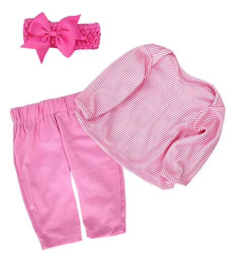 Reborn Baby Doll Clothes Accessories Girl 18 inch Pink Striped 3 pcs Set for 18-20 inch Reborn Doll