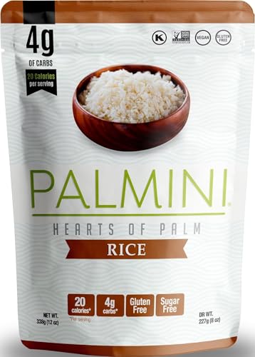 Palmini Rice | Low-Carb, Low-Calorie Hearts of Palm Rice | Keto, Gluten Free, Vegan, and Non-GMO | As seen on Shark Tank | (12 Ounce Pouch - Pack of 1)