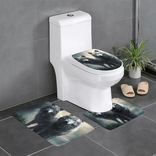 Tapis de bain antidérapant loup pour éviter les sols mouillés