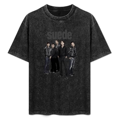 Saicheng Men's Suede Band Logo T-Shirt Black M Saicheng Men's Suede Band Logo T-Shirt Black M