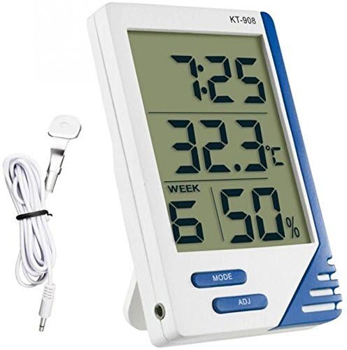 Dr. Care KT-908 Digital Room Temperature & Humidity Meter - Versatile Indoor Clock and Temperature Meter Detector Thermometer (White)