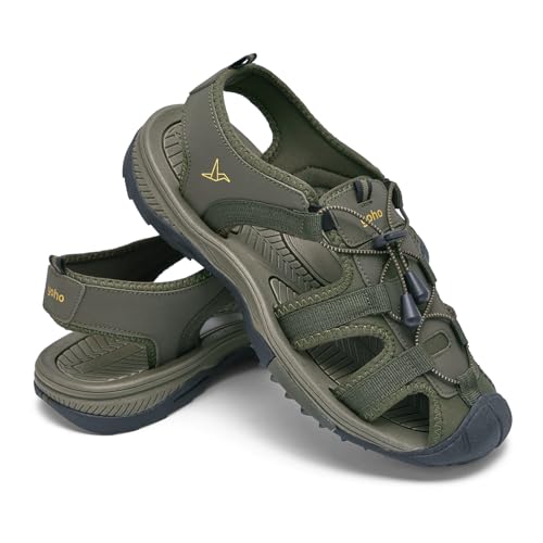 Image of YOHO Men Sports Sandals TrailEazy | Thick EVA Molded Sole for Shock Absorption, Adjustable Laces, Comfortable & Lightweight Floaters | Outdoor Casual Wear Footwear