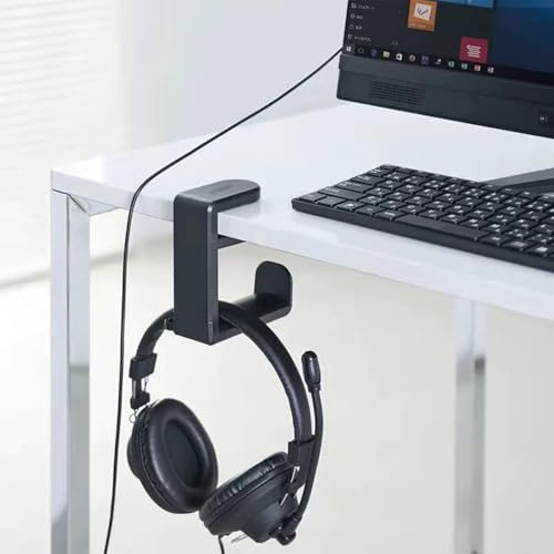 Black Multi-Functional 360° Rotatable E-Sports Bluetooth Over-Ear Headphone Clamp-on Desk Hanger – Punch-Free Table Clip Hook for Thoughtful Under-Desk Storage miniatura 3