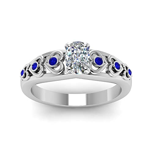 Image of 55Carat Choose Your Gemstone Heart Design Diamond CZ Accent Ring Sterling Silver Cushion Shape Side Stone Engagement Rings Matching Jewelry Wedding Jewelry Easy to Wear Gifts US Size 4 to 12