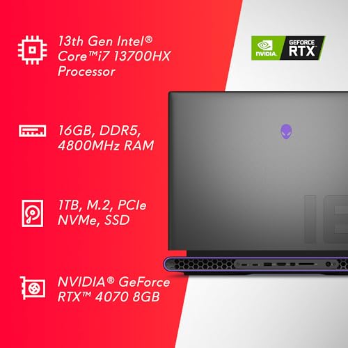 M18 Gaming Laptop, QHD+ Display, Intel Core i7-13700HX, 16 GB DDR5 RAM, 1 TB SSD, NVIDIA GeForce RTX 4070 8 GB GDDR6, Windows 11 Home, 1 anno Premium Support - Notebook - Immagine 7