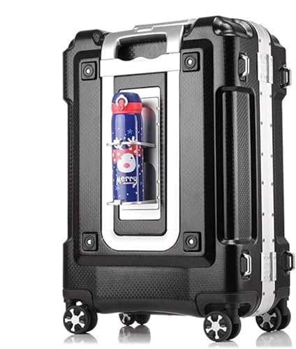 Durable Suitcase for Women Travel Suitcase Thickening Luggage With Double Wheels Hardside Carry On Suitcase Retro Suit Case (Color : Black, Size : 24in)4