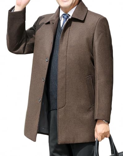 Image of Men's Classical Bussiness Style Single Breasted Plaid Wool Coat #00220237