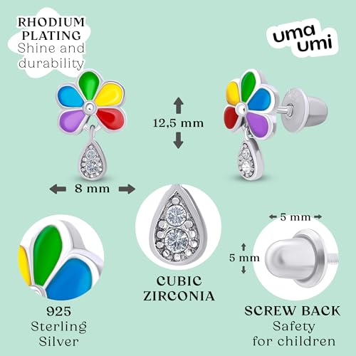 925 Sterling Silver Daisy Colored Stud Earrings for Girls Hypoallergenic Safety Screw Back Rhodium Plated - Daisy Colored Gifts Earrings for Baby Toddlers Little Teens Kids Earrings Jewelry4