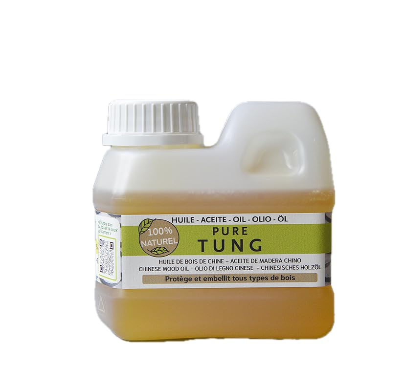 (Sol-éco) Pure Tung Oil | Protección y cuidado de la madera interior y exterior, incluso con contacto con alimentos, como muebles de jardín, encimera, terraza, cocina, tablas de cortar, madera de teca