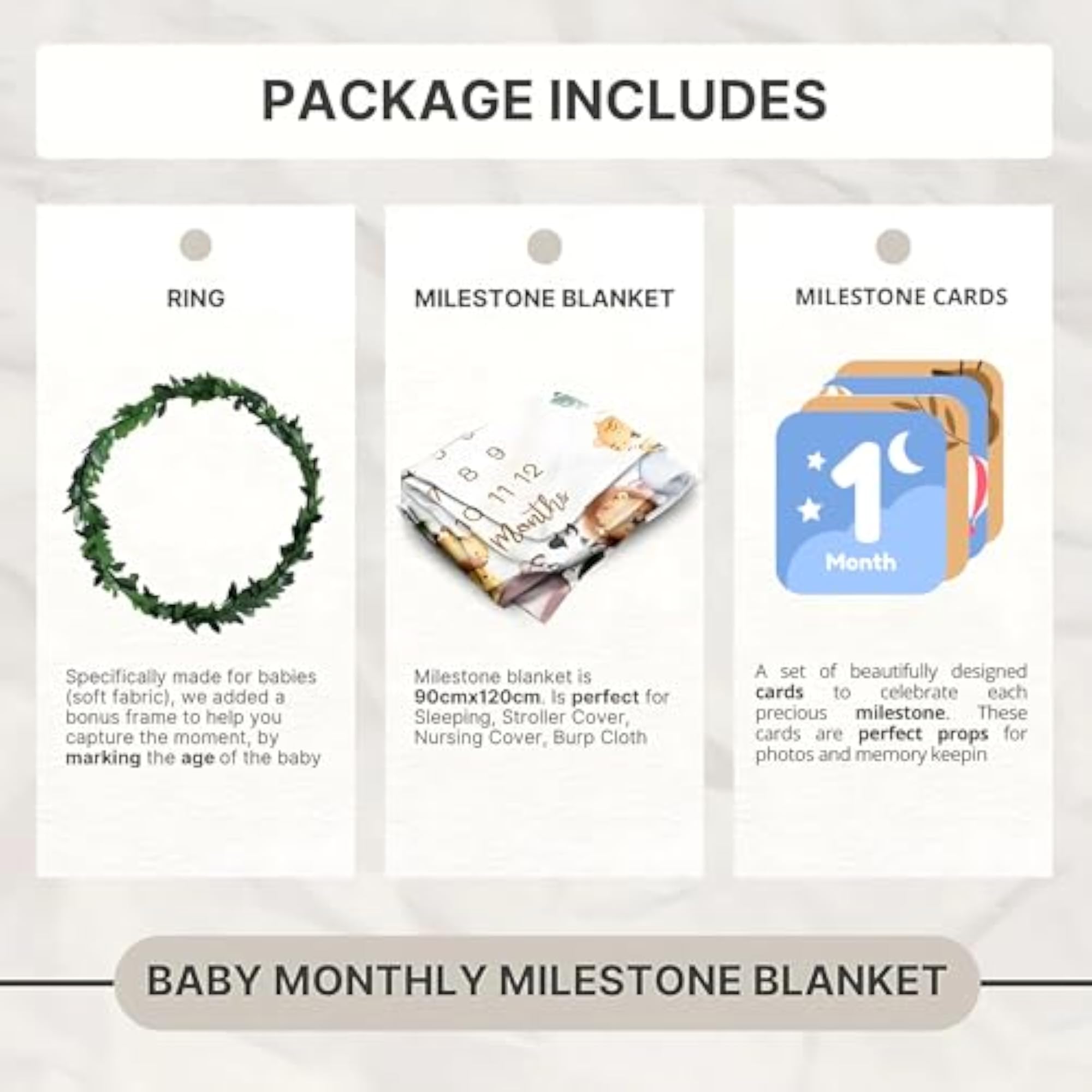 Baby Monthly Milestone Blanket for Photography, Gift Set