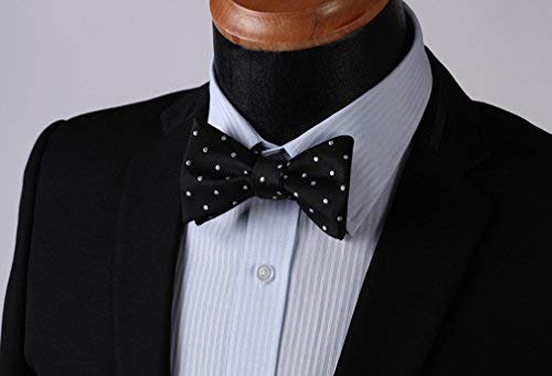Image of HISDERN Bow Ties for Men Polka Dot Selftie Bowtie and Pocket Square Classic Business Tuxedo Wedding Bowties Handkerchief