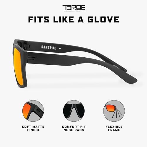 Image of TOROE Eyewear Matte Black RANGE XL Frame Sunglasses Light Weight TR90 Frame, Polarized Polycarbonate Lens
