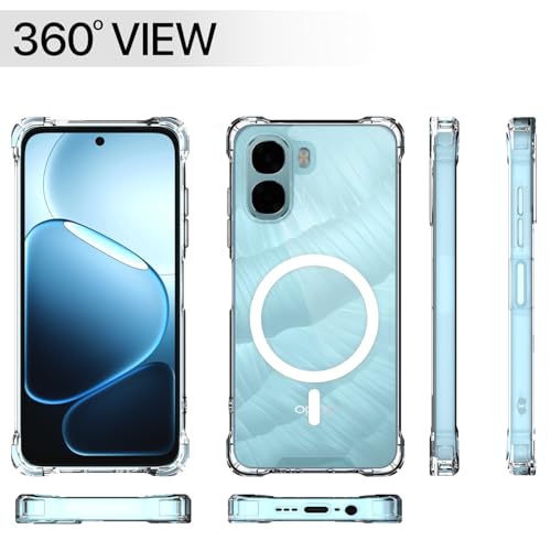 Image of Amazon Basics Back Cover for Oppo K14x 5G / Oppo A6x 5G / Oppo A6s Mag-Safe Shockproof PC + TPU Protective Case Magnetic Support Bumper Case (Transparent Mag-Safe)