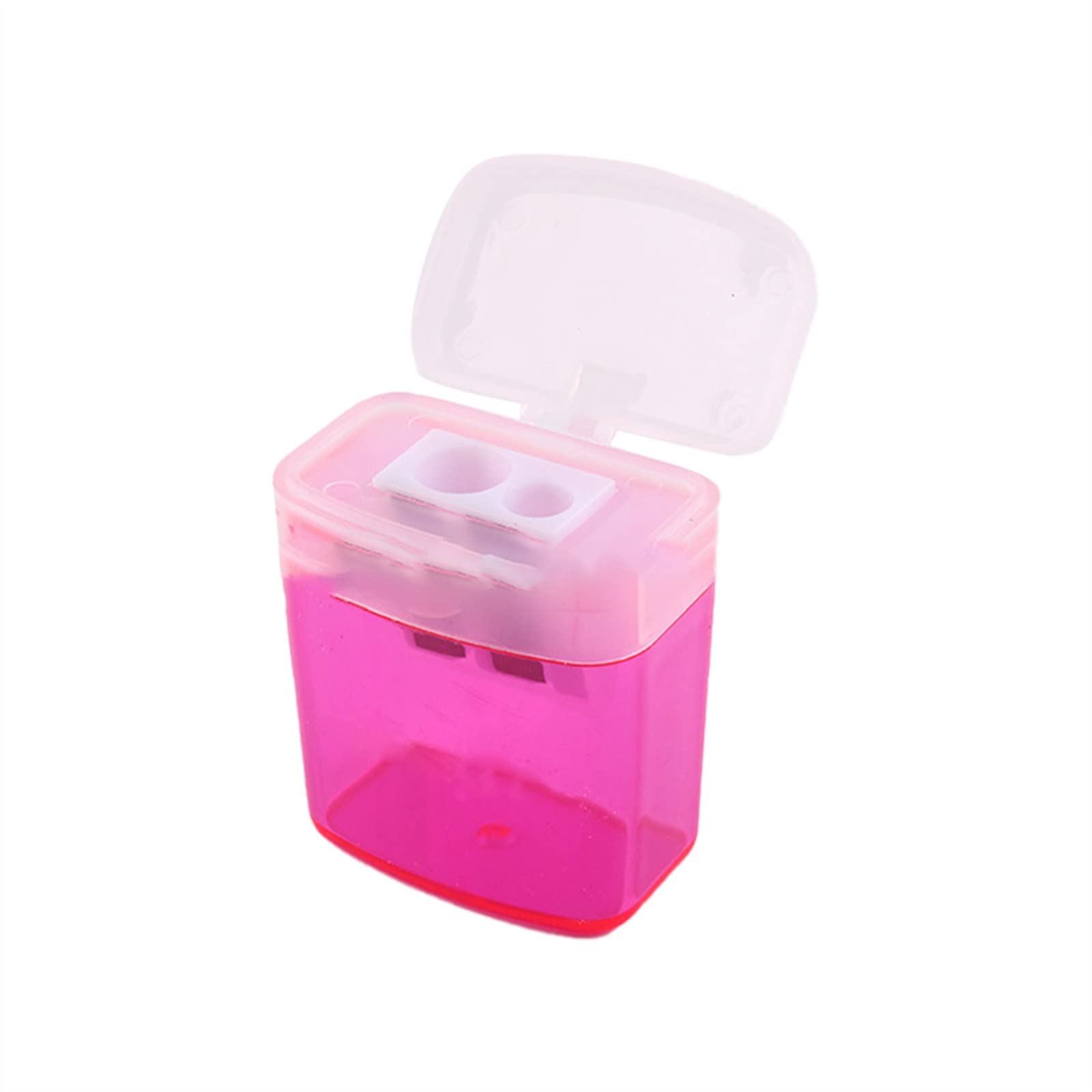 GPAHRRDNIJ Trash Can Type New PS Material Double Hole Plastic Sharpener Children's Stationery Supplies Pencil Sharpener Stationery Organizer Bag (Hot Pink, One Size)