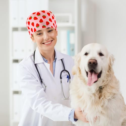 Image of Unittype 4 Pcs Nurse Caps for Women Nursing Working Caps with Button and Sweatband Adjustable Elastic Scrub Hats for Dentist