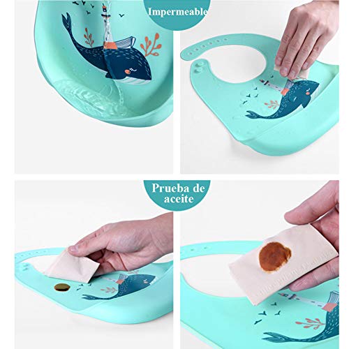 Yingjee Baby Bibs Silicone Bibs 3Pcs For Feeding And Adjustable Waterproof Bibs With Food Crumb Catcher Pocket Soft Easily To Clean Bibs For Toddlers #TOP3