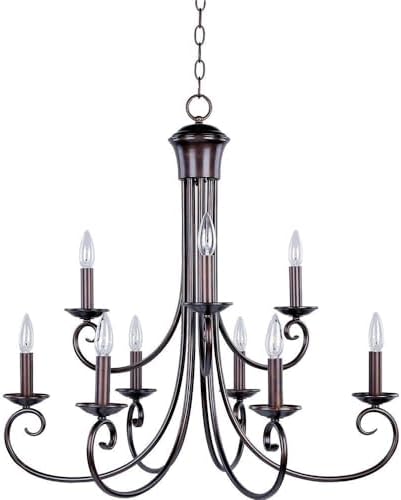 Maxim Loft-9 Light 2-Tier Chandelier in Early American style-29.5 Inches Wide by 29 inches high-Oil Rubbed Bronze Finish -T