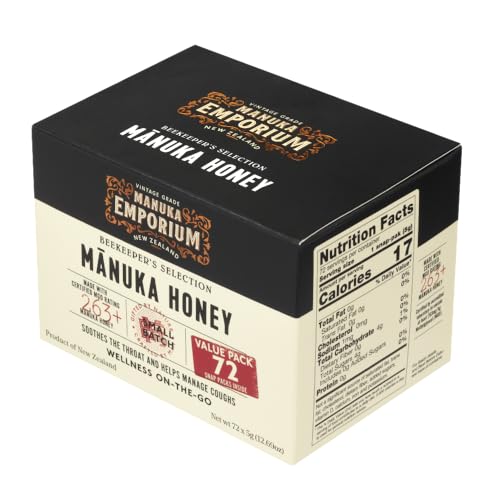Manuka Emporium Raw Manuka Honey Packets On-the-Go MGO263+ (UMF 10+ Equiv.) 72 x 0.18oz Snap-Packets | Certified & Authentic | Harvested & Packed in New Zealand