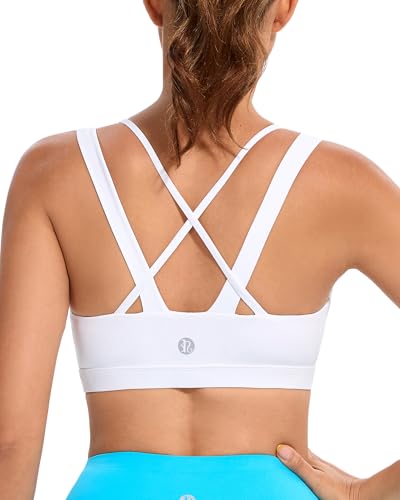 RUNNING GIRL Sports Bras for Women,Padded Strappy Sports Bras Criss-Cross Back Medium Support Sports Bras with Removable Cups