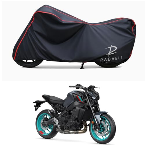 Image of Waterproof Bike Body Cover Compatible for | Yamaha MT-09 | Taffeta Fabric, Red Piping Design, Bottom Elastic Fit | Dustproof, Sun UV & Rain Protection for All Bikes