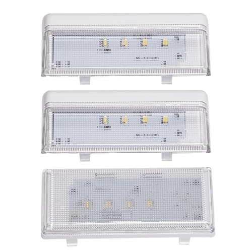 New Upgraded 3-Piece LED Light Set with Conical Lens 2 Pcs W10515057 & 1 Pc W10515058 Compatible with Whirlpool Fridge Light Replacement Kenmore Maytag Refrigerator LED