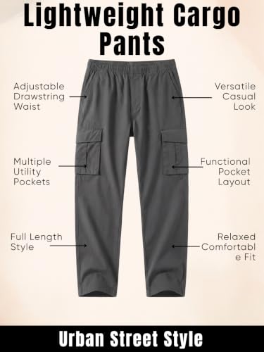 Image of GRECIILOOKS Men's Cargo Pants | 6 Pocket Cotton Cargo Joggers for Men | Loose Fit Stylish Pant with Pockets | Casual Baggy Trousers & Streetwear Lower