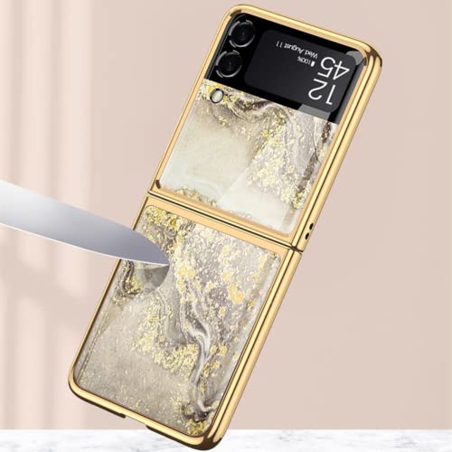Capa para Samsung Galaxy Z Flip 3, capa de vidro temperado com tinta spray para eletrogalvanização u