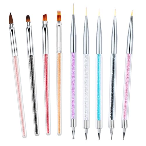 GEMBITYFUL 5 Pcs Nail Art Sculpture Pen Dual Tipped Silicone Nail Tools Nail Art Silicone Brushes for Design Nail Carving Drawing Shaping Effect