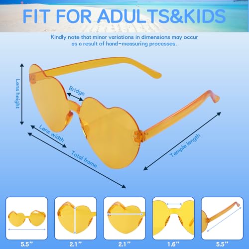 60 Pairs Heart Shaded Sunglasses, Rimless Candy Color Glasses Party Favors and Party Props for Kids Teens Adults3