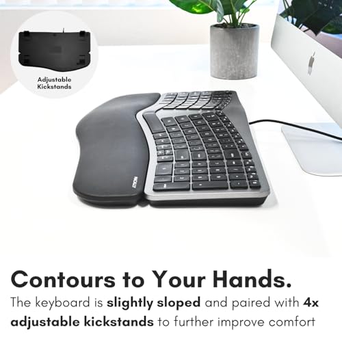 Macally Wired Ergonomic Keyboard for Mac - Compatible Backlit Apple Keyboard with Wrist Rest (Curved for Comfort) for MacBook Pro/Air, iMac, Mac mini