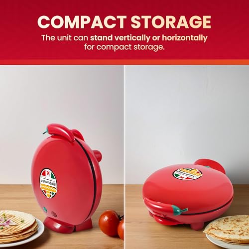 Elite Gourmet EQD413 Non-Stick Electric, Mexican Taco Tuesday Quesadilla Maker, Easy-Slice 6-Wedge, Grilled Cheese, 8 Inch, Red by Elite Gourmet - Image 3