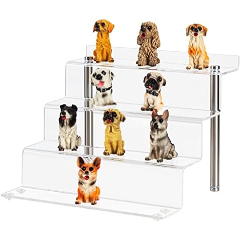 CECOLIC Acryl Display Ständer, 4-Stufen Transparente Riser Regal für Pop Figuren, Cupcakes, Desserts, Nagellack, Gewürze - 22,8 x 21 x 17,3 cm (Small - 1 Stück) Cover