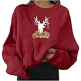 Christmas Long Sleeve Shirts for Women 2021 Trendy Cute Moose Prints Fall Sweaters Comfy Workout...